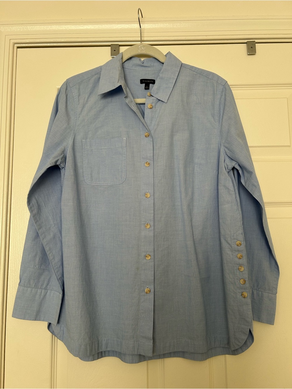Talbots Light Blue Women's Button-Down Shirt with side Buttons